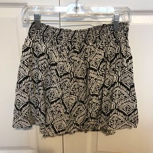 Black and white graphic skater skirt